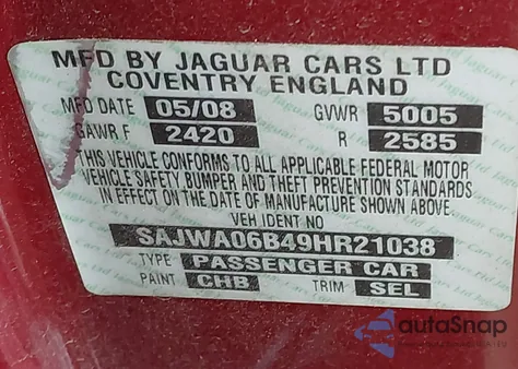 2009 Jaguar Xf Premium Luxury from USA, damaged, VIN SAJWA06B49HR21038